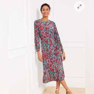 Talbots side Tie Floral Midi Dress 12P